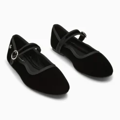 Ballerines Amelie en velours noir à bride