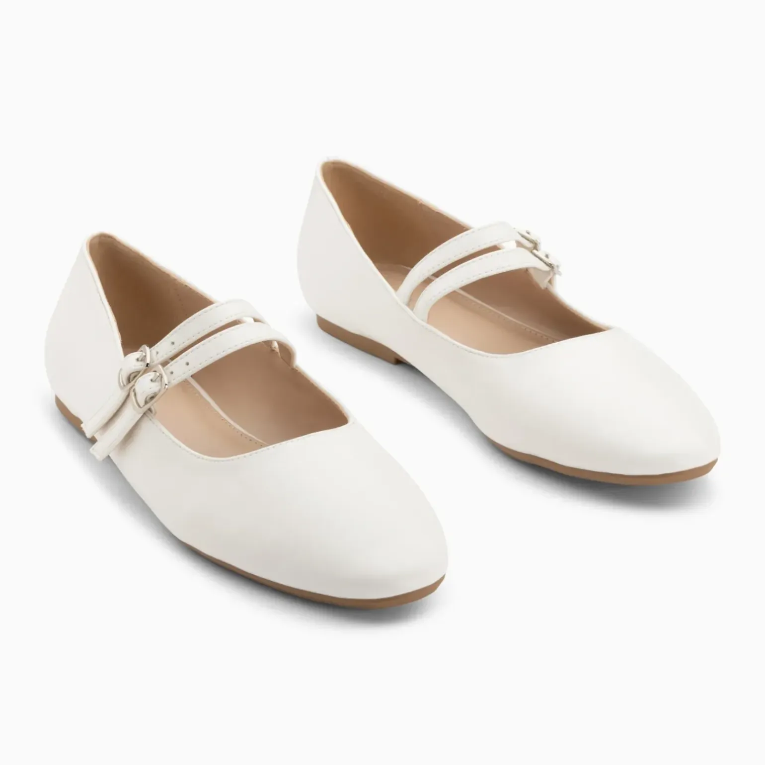 Ballerines Luce blanches à doubles brides
