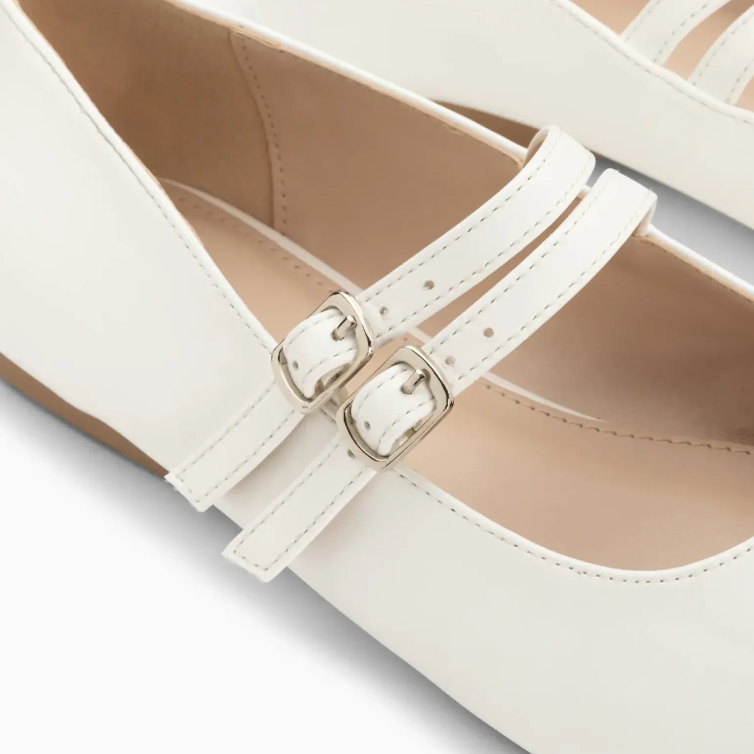 Ballerines Luce blanches à doubles brides
