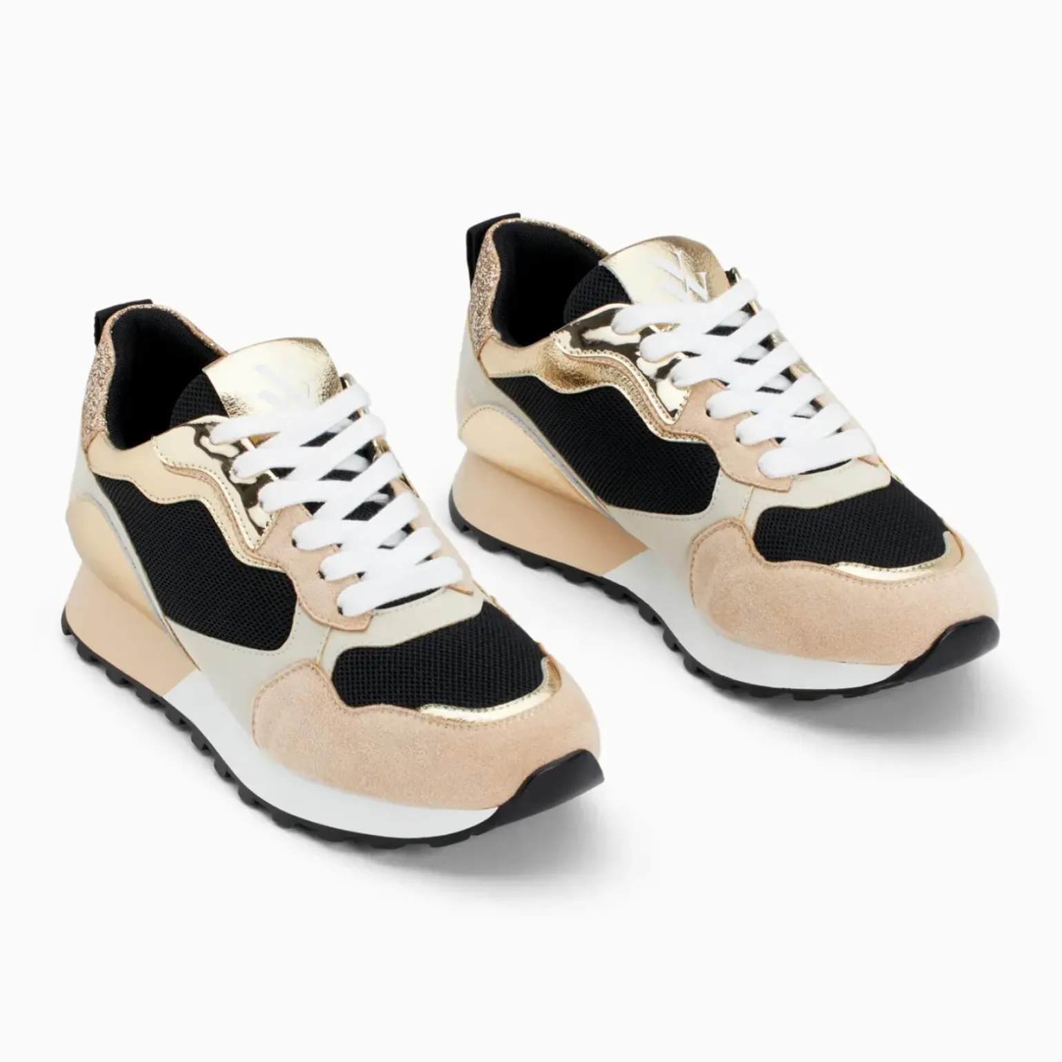 Baskets Bérénice noir et beige à semelle running