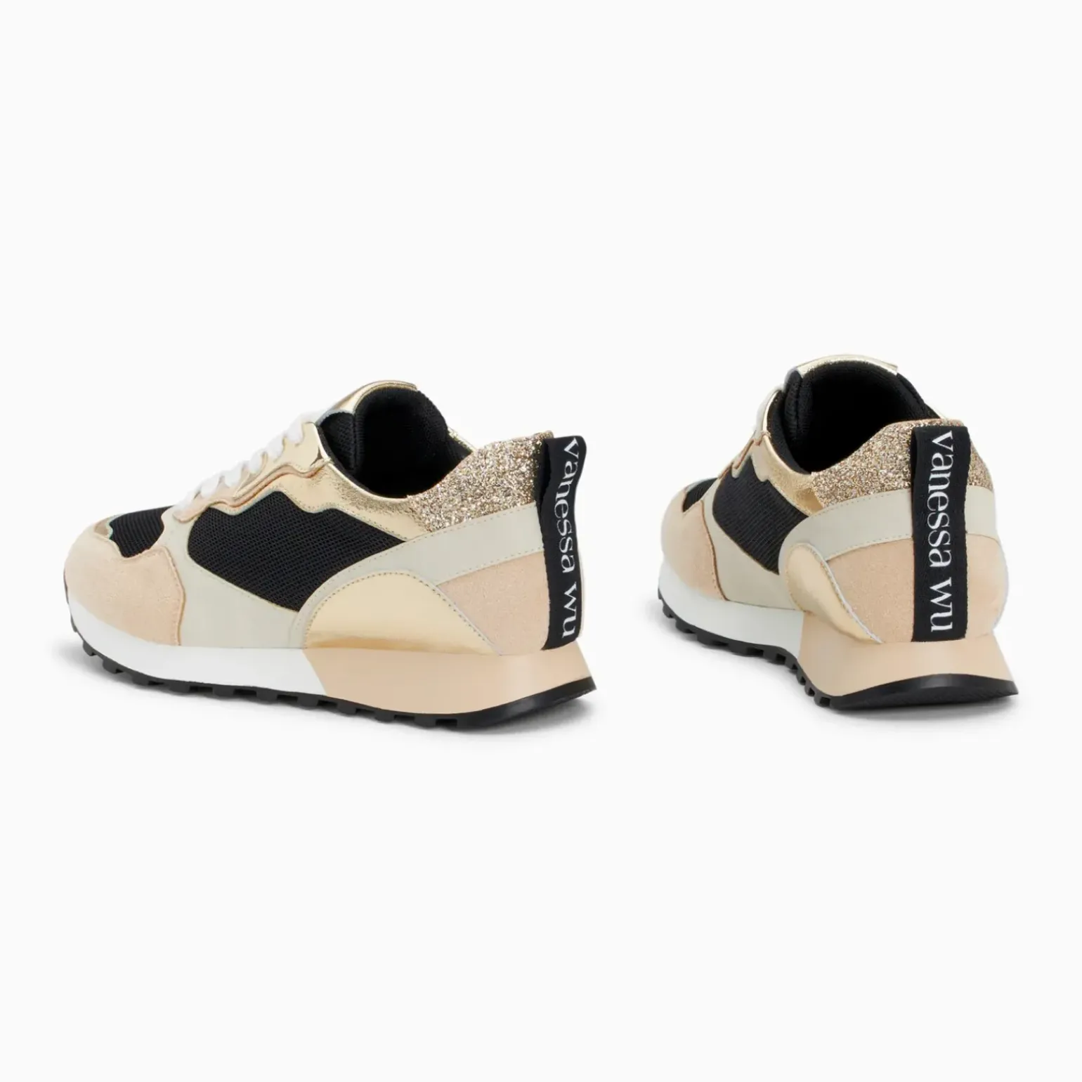 Baskets Bérénice noir et beige à semelle running