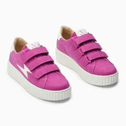 Baskets éclair Alison fuchsia et blanc à scratchs
