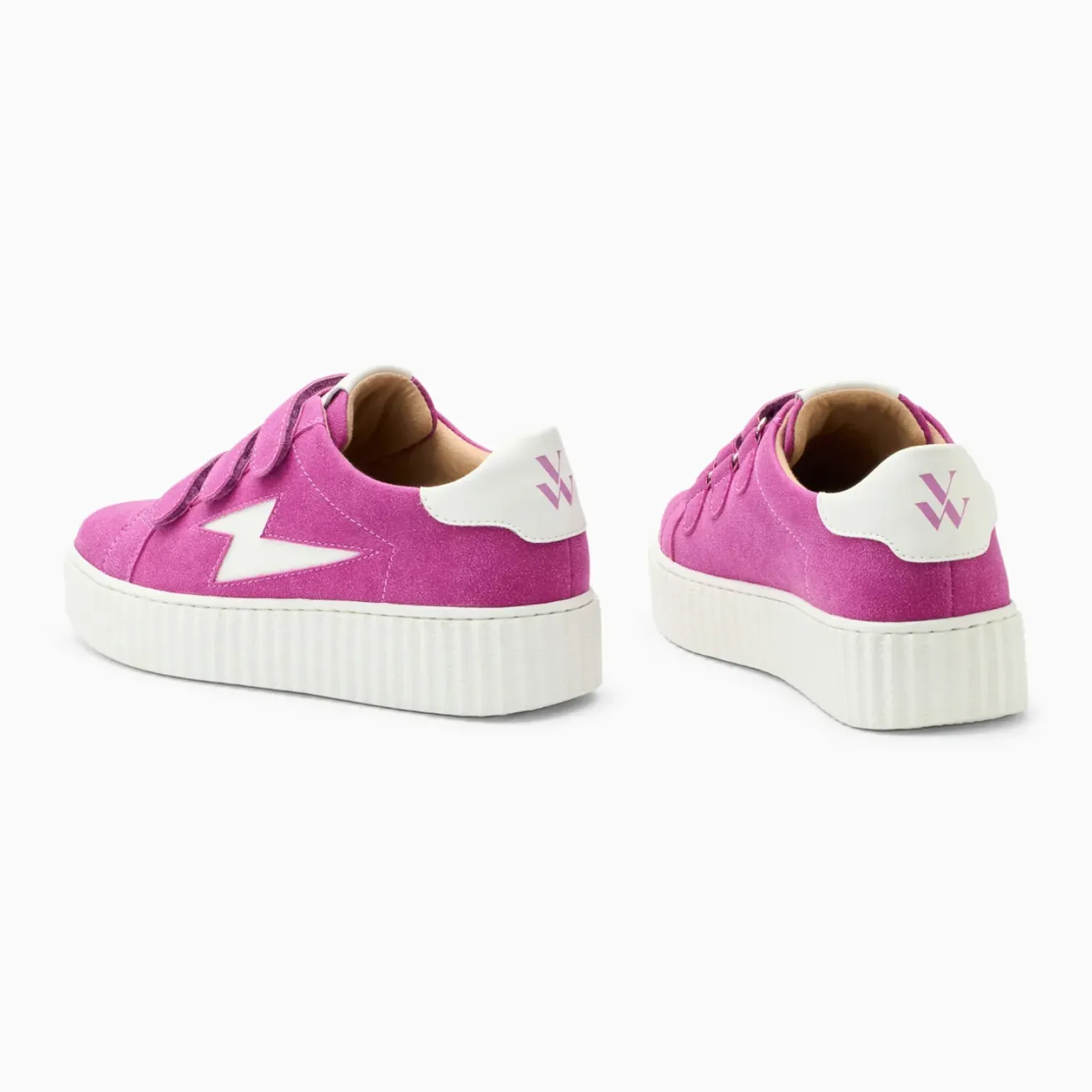 Baskets éclair Alison fuchsia et blanc à scratchs