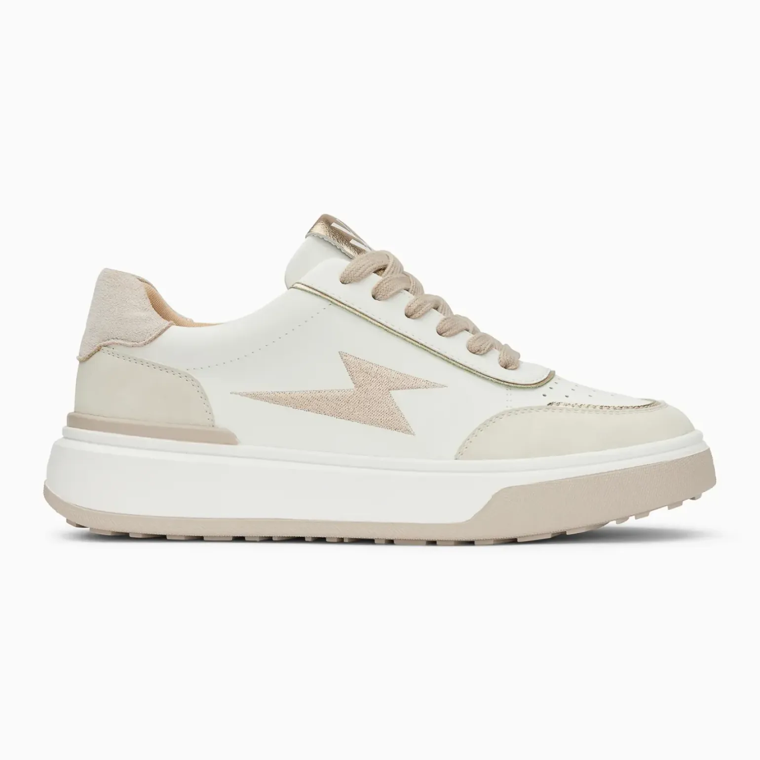 Baskets éclair Amelia blanc et beige à lacets