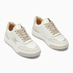 Baskets éclair Amelia blanc et beige à lacets