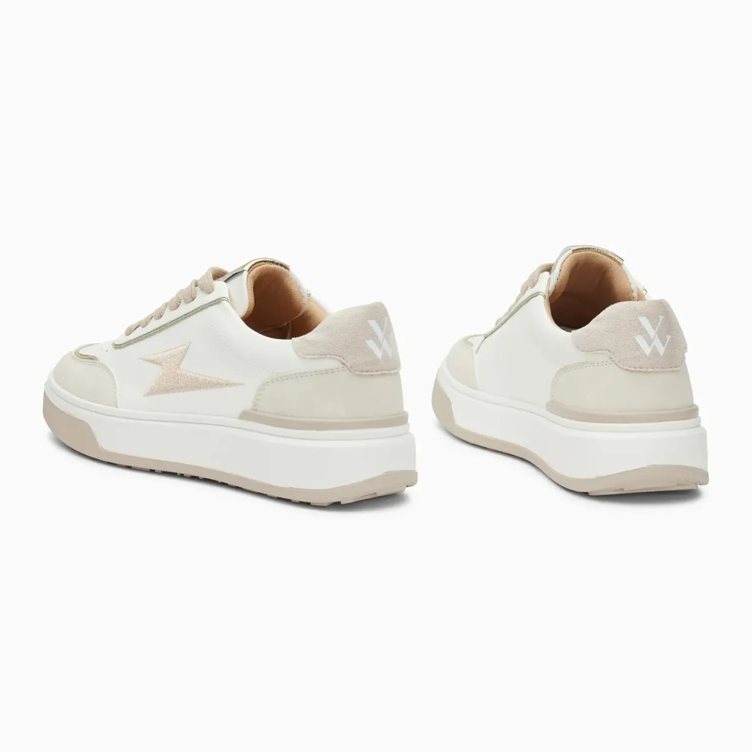 Baskets éclair Amelia blanc et beige à lacets