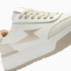 Baskets éclair Amelia blanc et beige à lacets