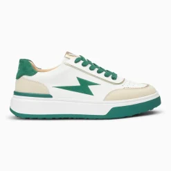 Baskets éclair Amelia blanc et vert à lacets