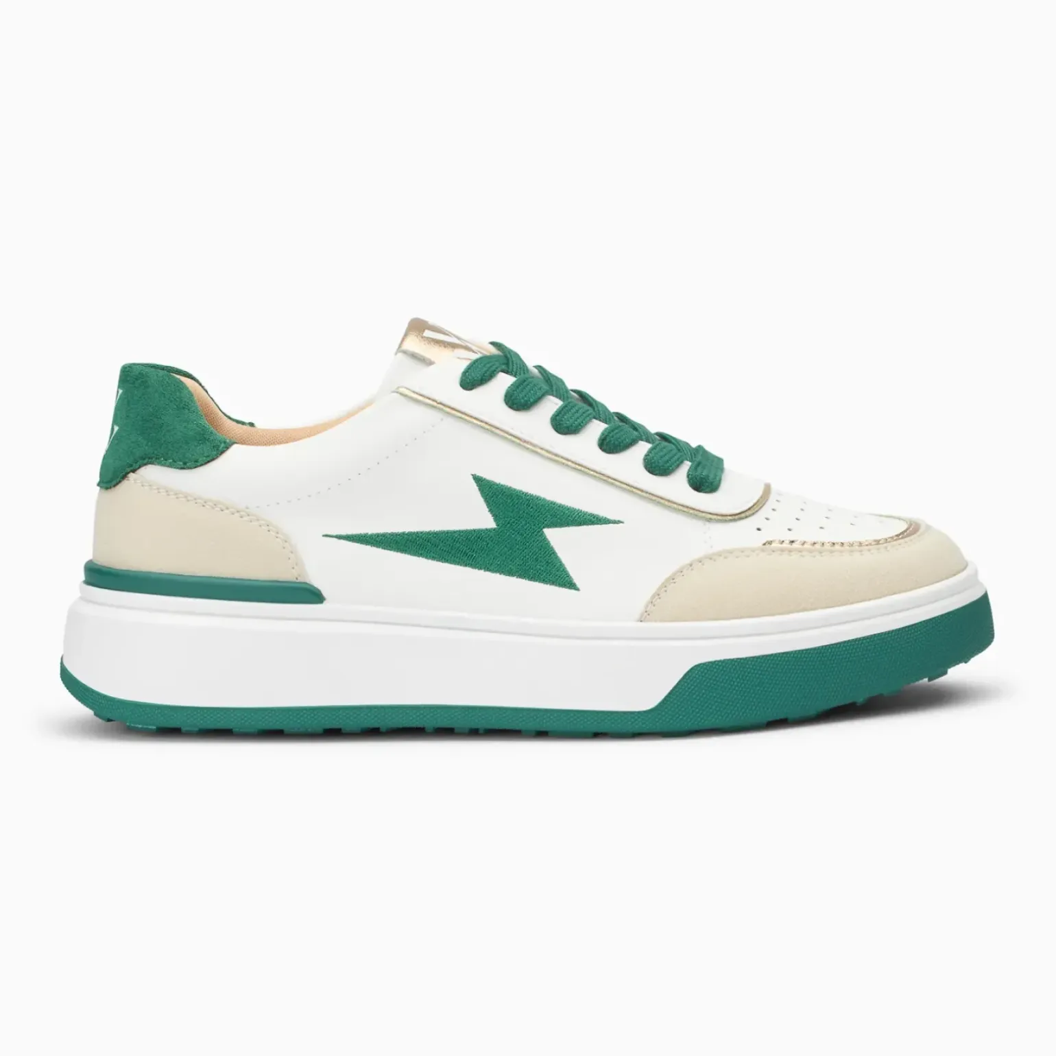 Baskets éclair Amelia blanc et vert à lacets