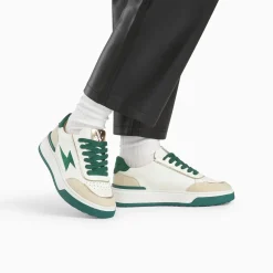 Baskets éclair Amelia blanc et vert à lacets