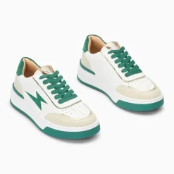 Baskets éclair Amelia blanc et vert à lacets