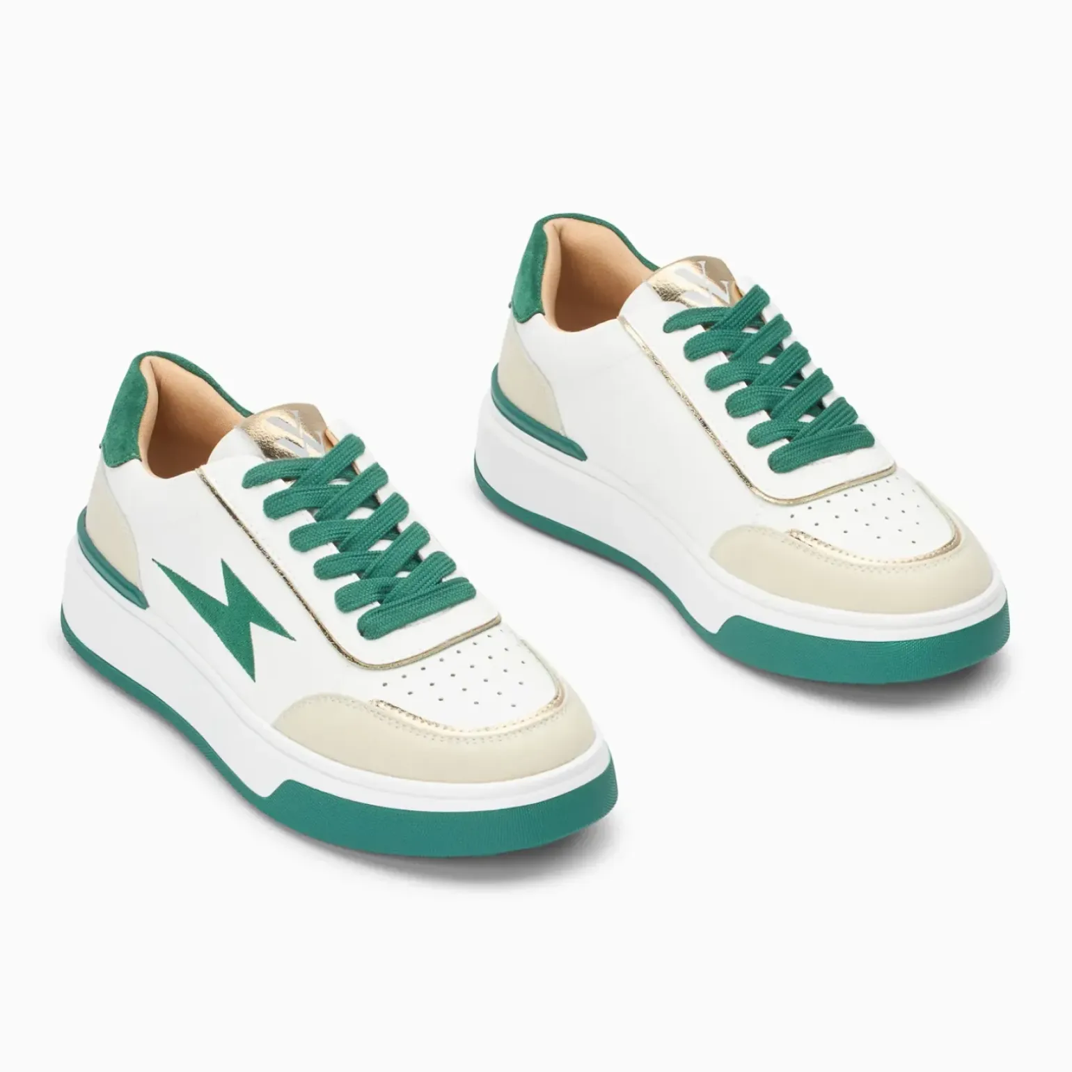 Baskets éclair Amelia blanc et vert à lacets