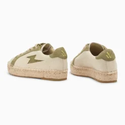 Baskets éclair April beige et kaki à semelle espadrille