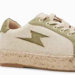 Baskets éclair April beige et kaki à semelle espadrille