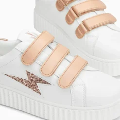 Baskets éclair Bonnie blanc et rose gold à scratchs