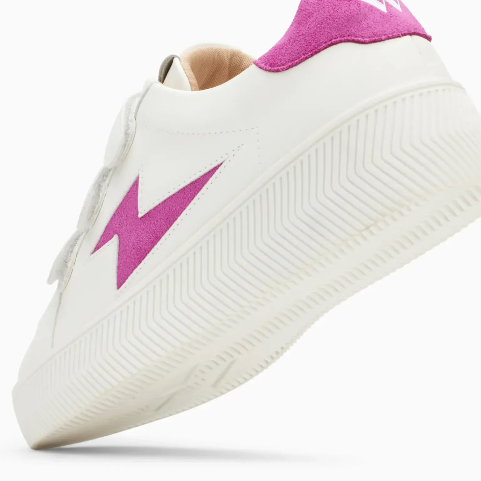 Baskets éclair Camelia blanc et magenta à scratchs