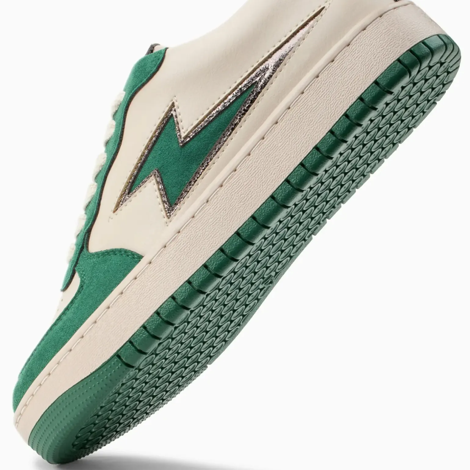 Baskets éclair Celestine beige et vert à lacets