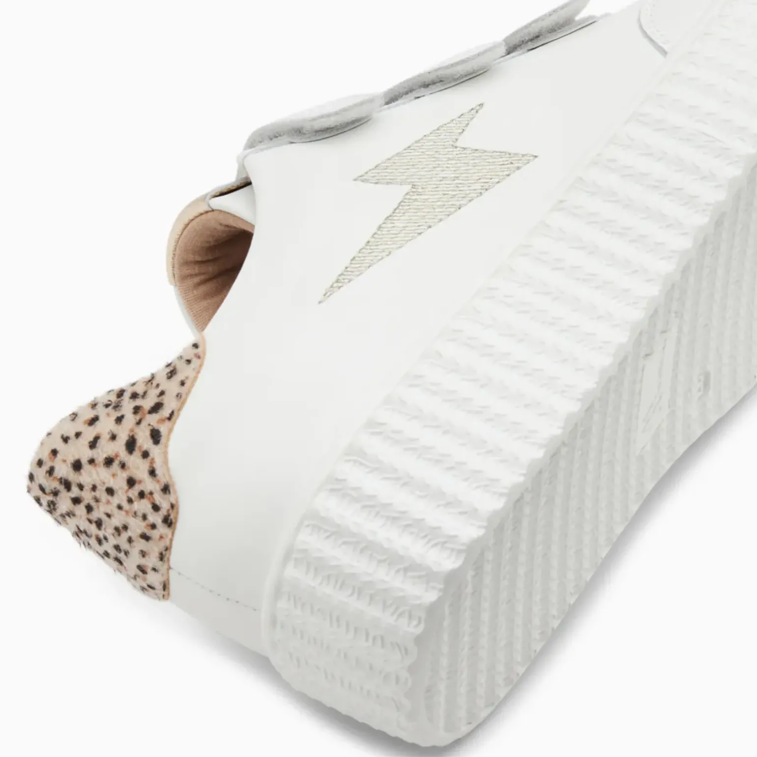 Baskets éclair Damia blanc et léopard à scratchs