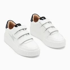 Baskets éclair Damia blanc et noir imprimé zèbre à scratchs
