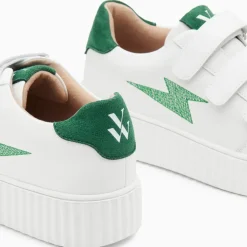Baskets éclair Damia blanc et vert à scratchs