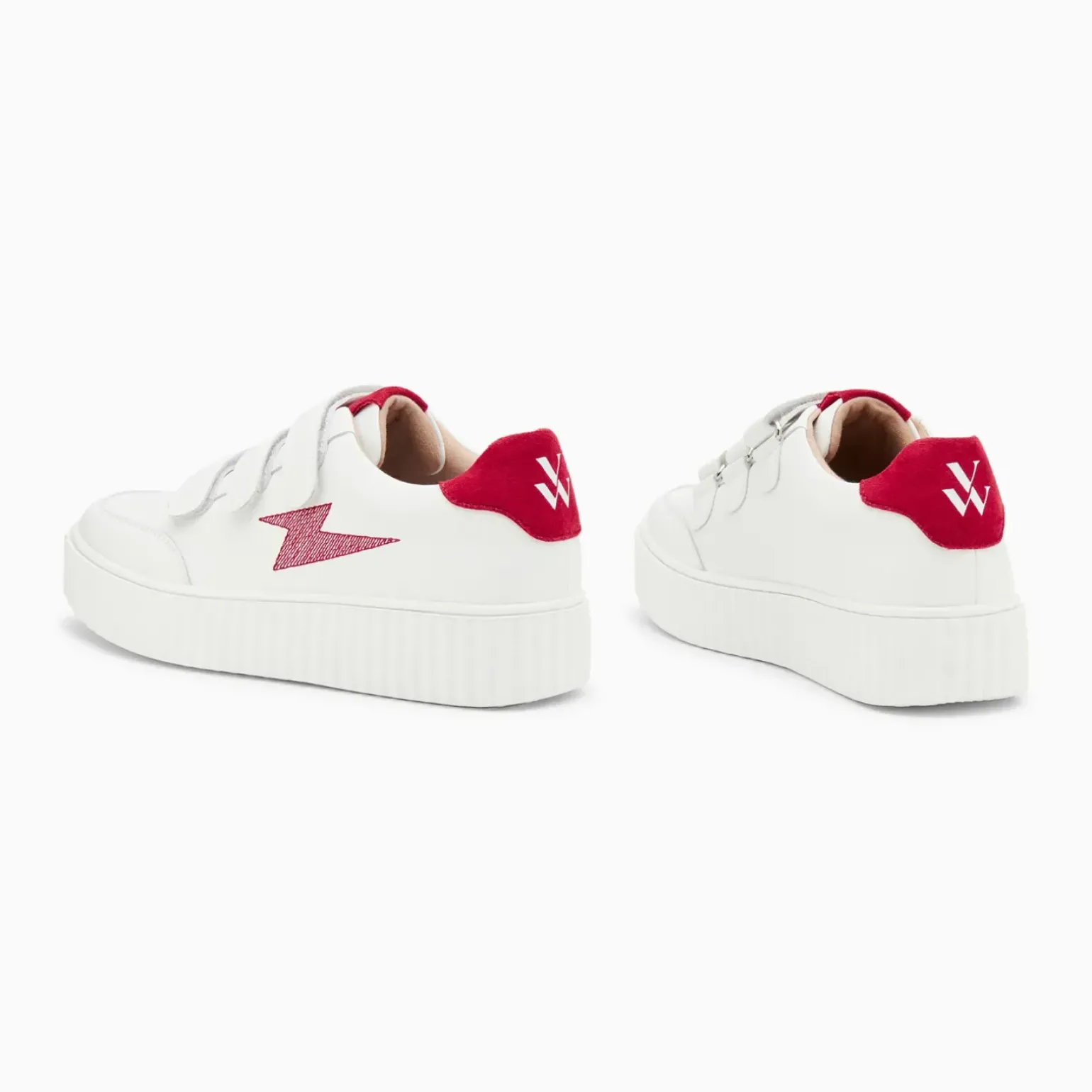 Baskets éclair Damia blanc et rouge à scratchs