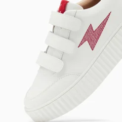Baskets éclair Damia blanc et rouge à scratchs