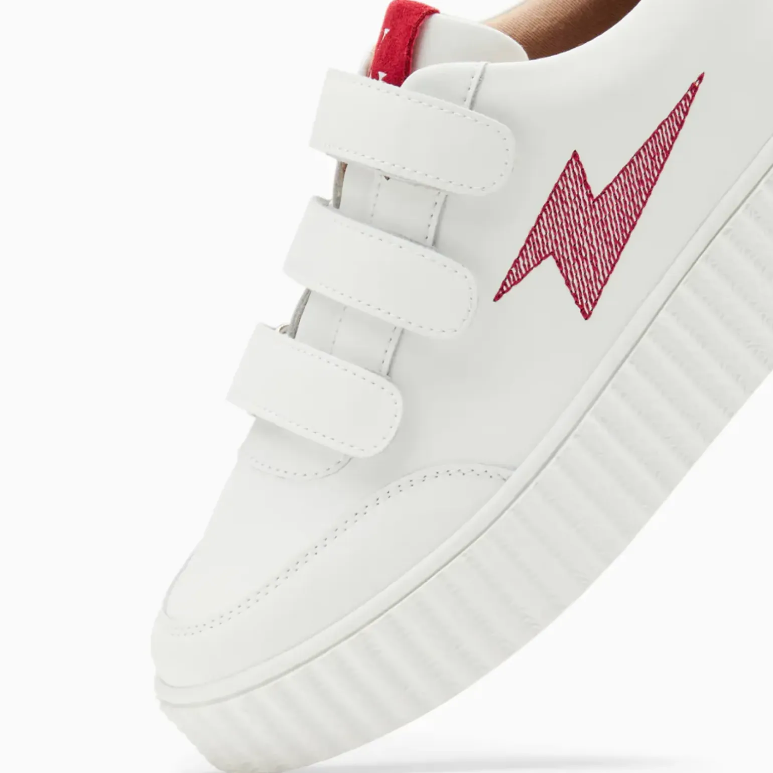 Baskets éclair Damia blanc et rouge à scratchs