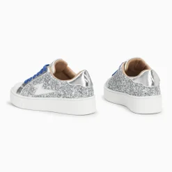 Baskets éclair Elise argent pailleté à lacets