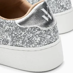 Baskets éclair Elise argent pailleté à lacets