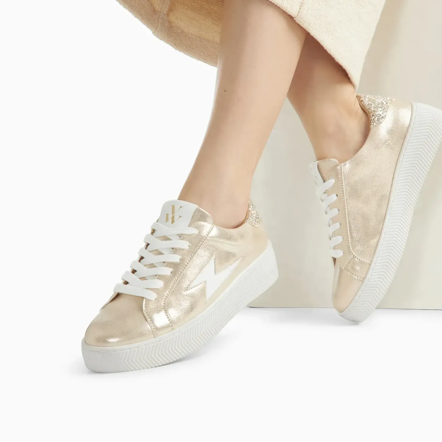 Baskets éclair Elodie champagne à lacets