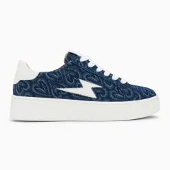 Baskets éclair Enola denim coeur à lacets