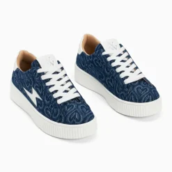 Baskets éclair Enola denim coeur à lacets