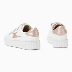 Baskets éclair Eva blanc et rose gold serpent à scratchs