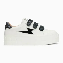Baskets éclair Eve blanc et noir à plateforme