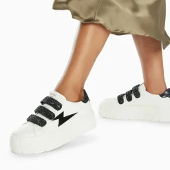 Baskets éclair Eve blanc et noir à plateforme