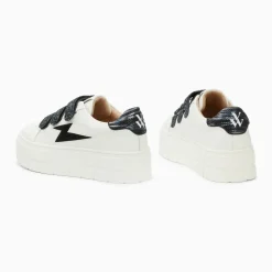 Baskets éclair Eve blanc et noir à plateforme