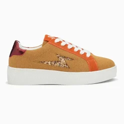 Baskets éclair Gwen camel à lacets