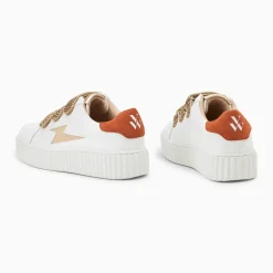 Baskets éclair Izae blanc et beige à scratchs guépard