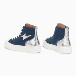 Baskets éclair Laure montantes denim et argent