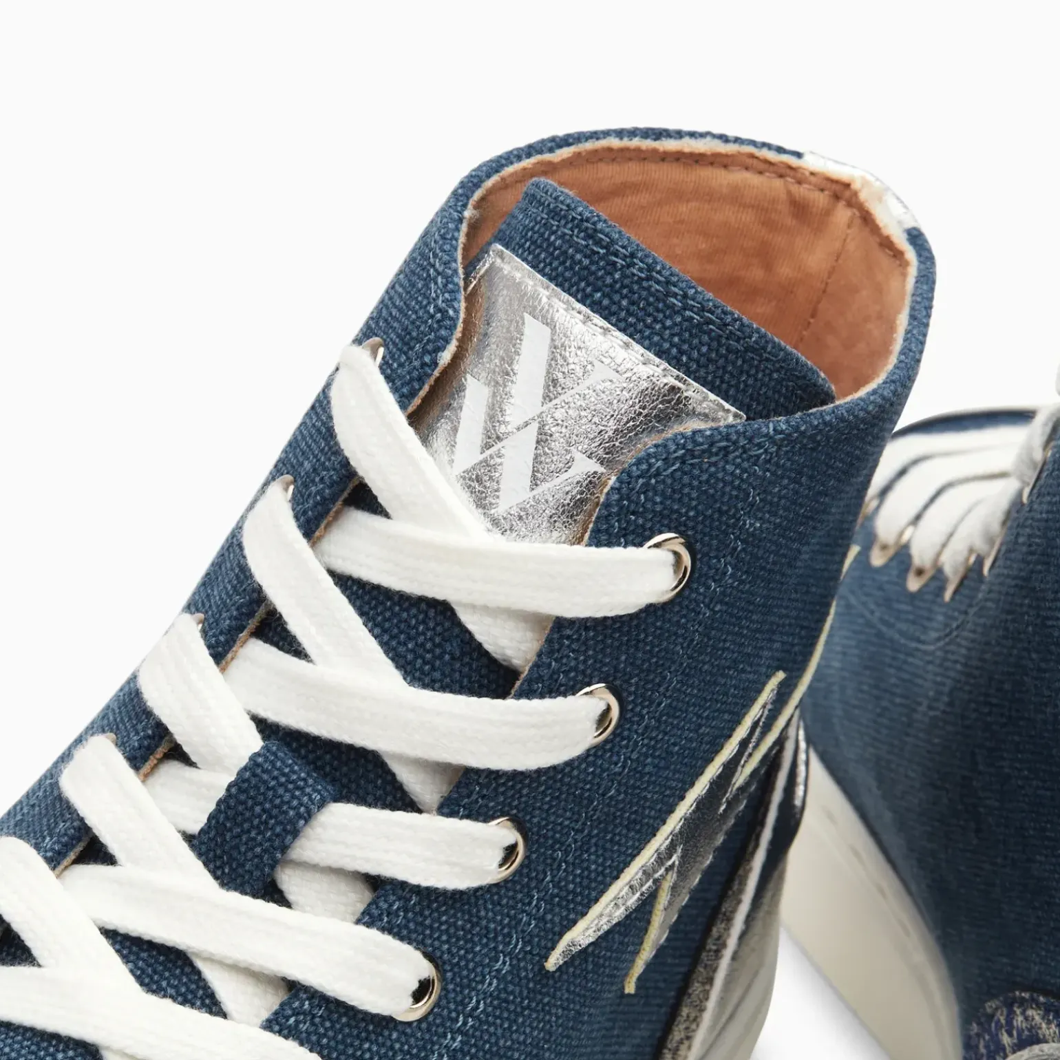 Baskets éclair Laure montantes denim et argent