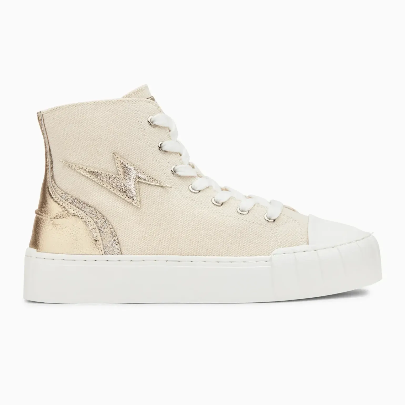 Baskets éclair Laure montantes beige et or