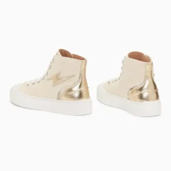 Baskets éclair Laure montantes beige et or