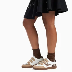Baskets éclair Laurette blanc et beige à semelle rétro
