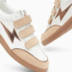 Baskets éclair Laurette blanc et beige à semelle rétro
