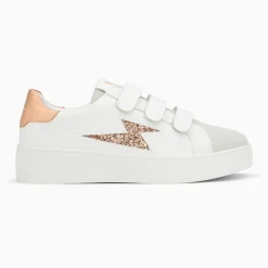 Baskets éclair Lucia blanc et rose gold à scratchs