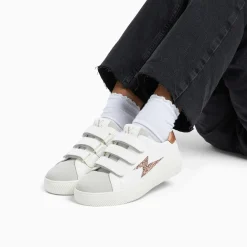 Baskets éclair Lucia blanc et rose gold à scratchs