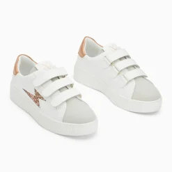 Baskets éclair Lucia blanc et rose gold à scratchs