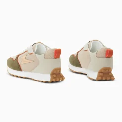 Baskets éclair Lunelle beige et vert kaki à semelle running