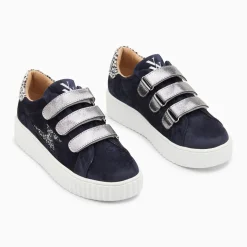 Baskets éclair Maëlle bleu et anthracite à scratchs