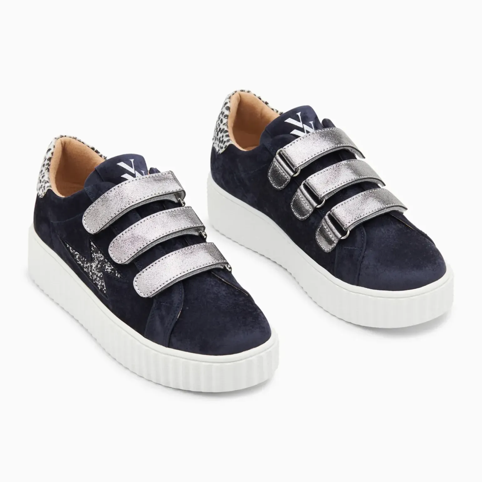 Baskets éclair Maëlle bleu et anthracite à scratchs